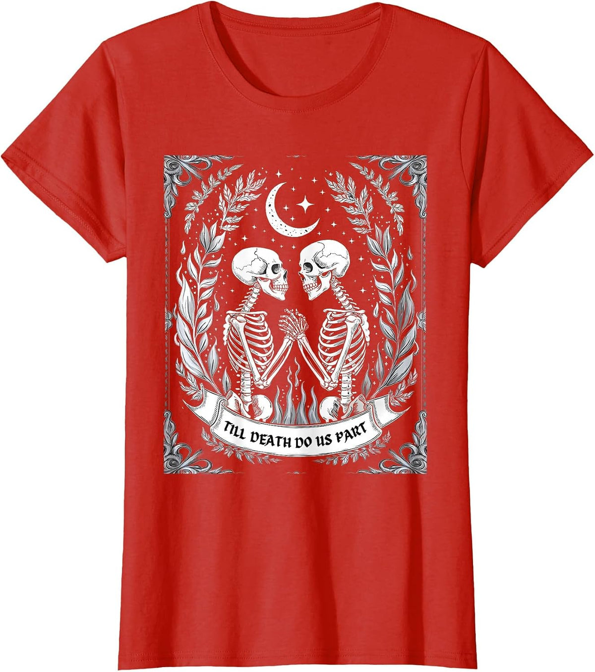 Till Death Do Us Part Spooky Season Happy Halloween Skeleton T-Shirt - Red