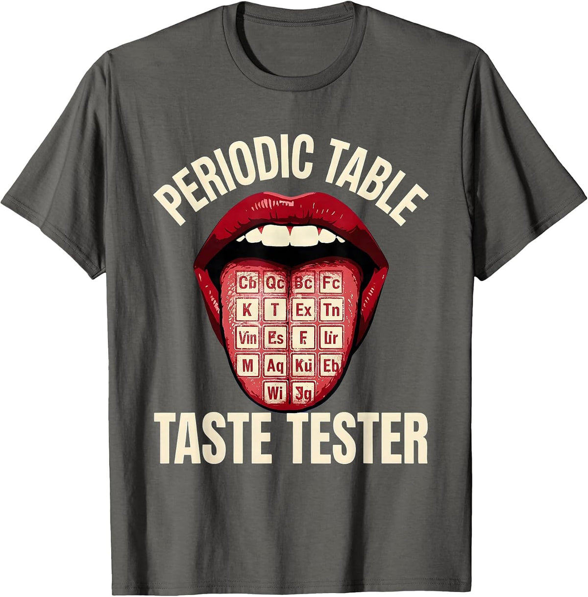 Men's Periodic Table Taste Tester Can I Lick It Design T-Shirt - Asphalt Grey