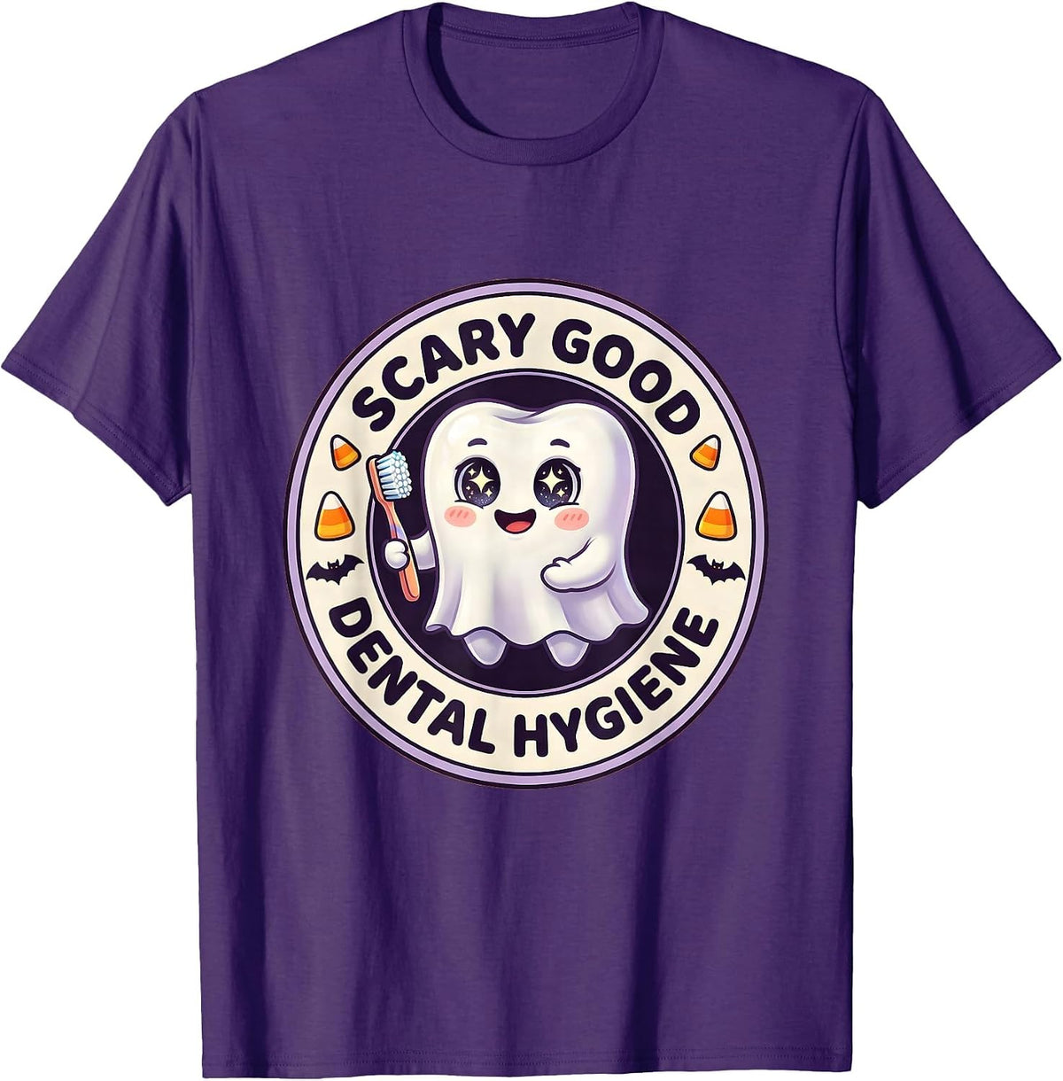 Scary Good Dental Hygiene Halloween Design T-Shirt - Purple
