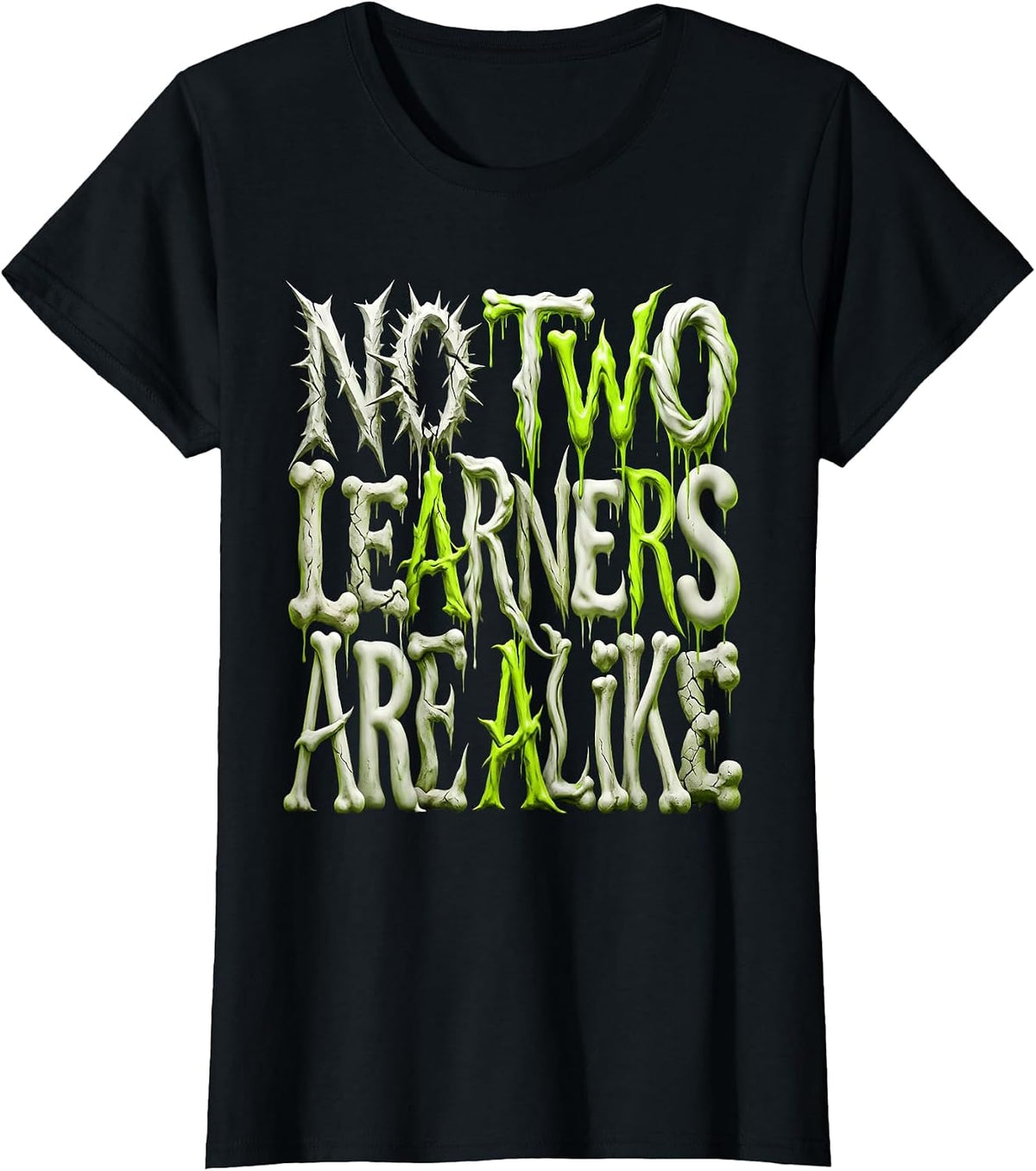 No Two Learners Are Alike Special Education Tee T-Shirt - Black