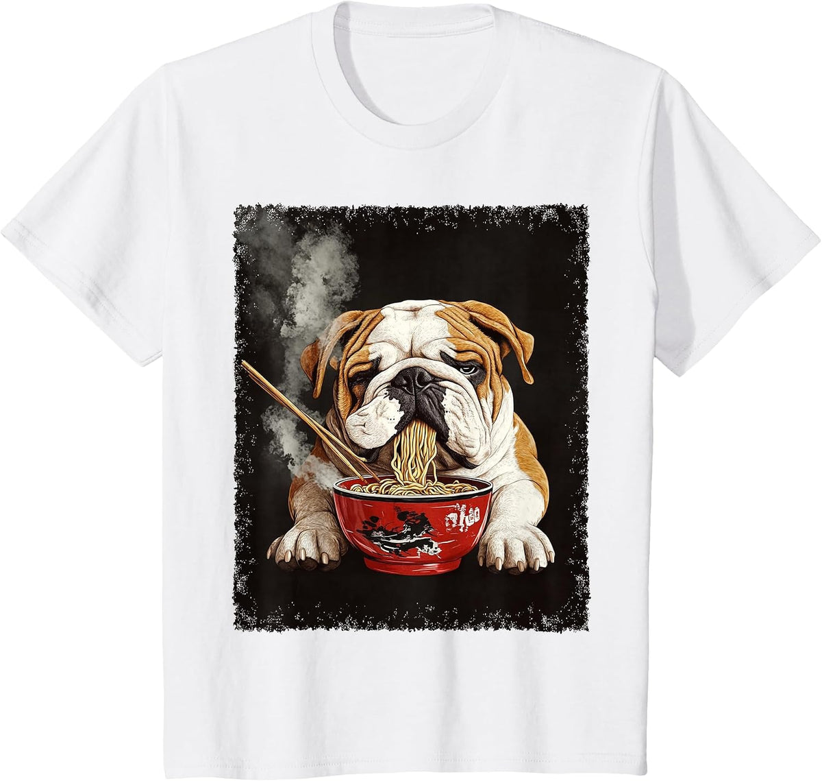 English Bulldog Dog Ramen T-Shirt - White