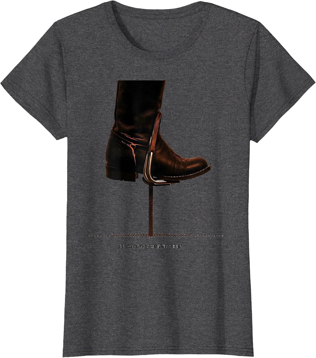 Women's We Have Always Stood In This Stirrup Minimalist Western T-Shirt - Dark Heather Grey