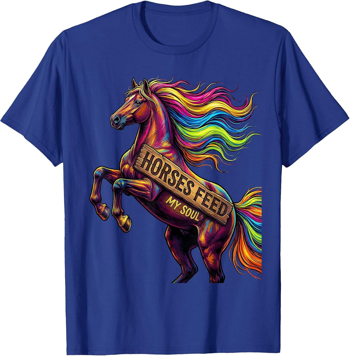 Men's Horses Feed My Soul Equestrian Design T-Shirt - Royal Blue