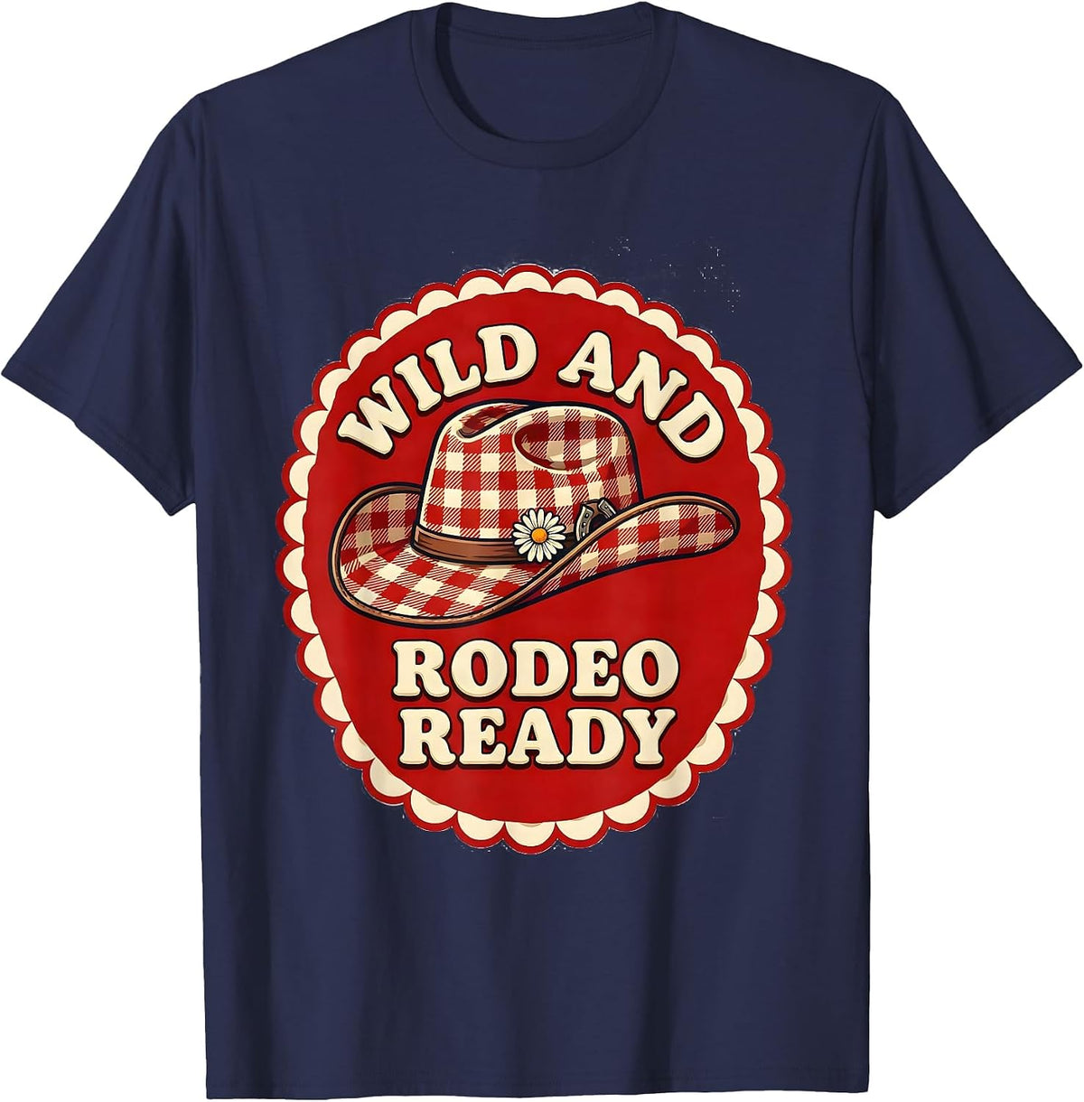 Men's Wild and Rodeo Ready Cowgirl Graphic Design T-Shirt - Navy Blue
