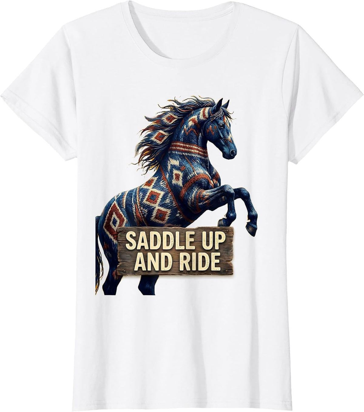 Saddle Up and Ride Horse Lover Design T-Shirt - White