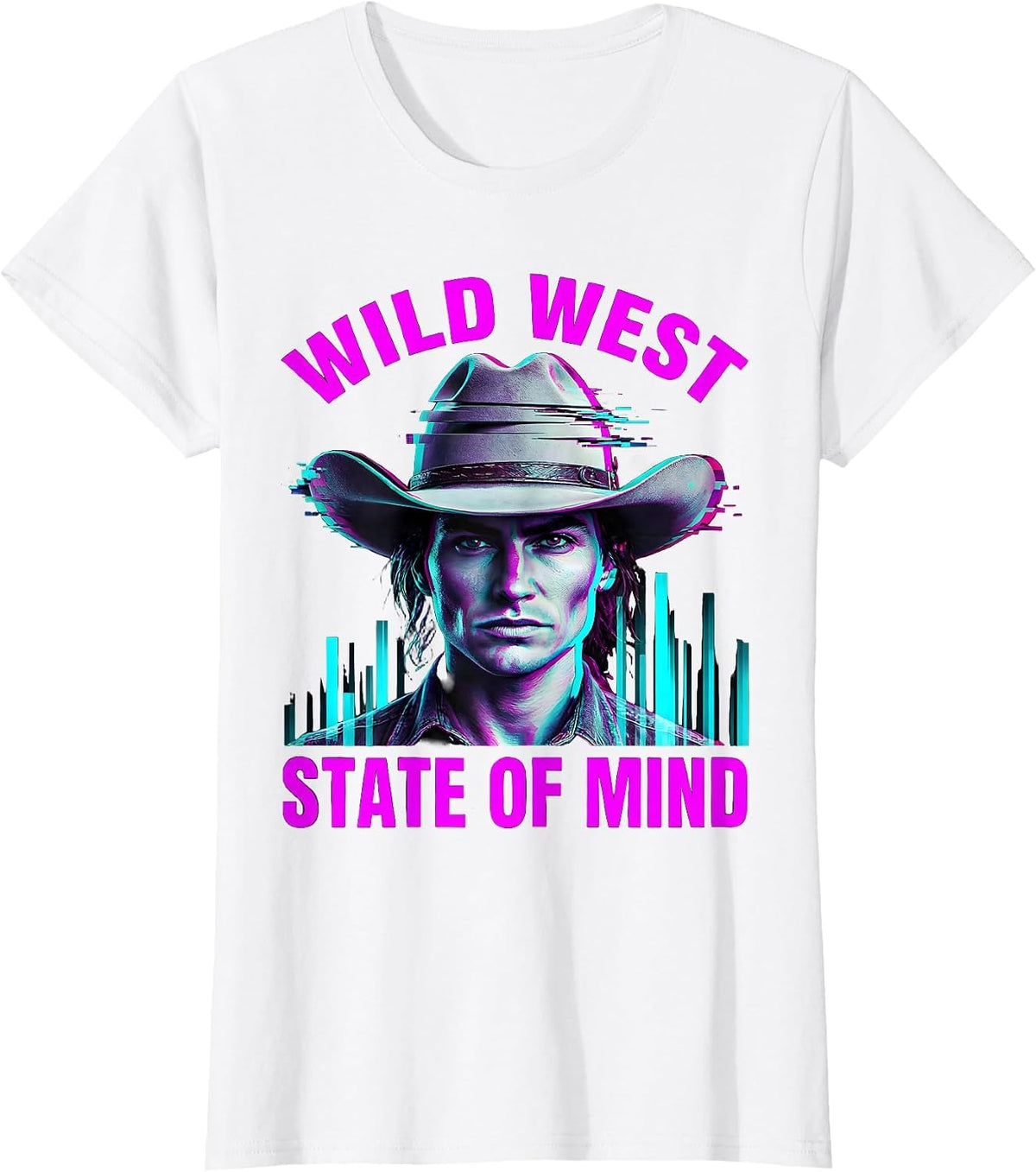 Wild West State of Mind Cowboy Design T-Shirt - White