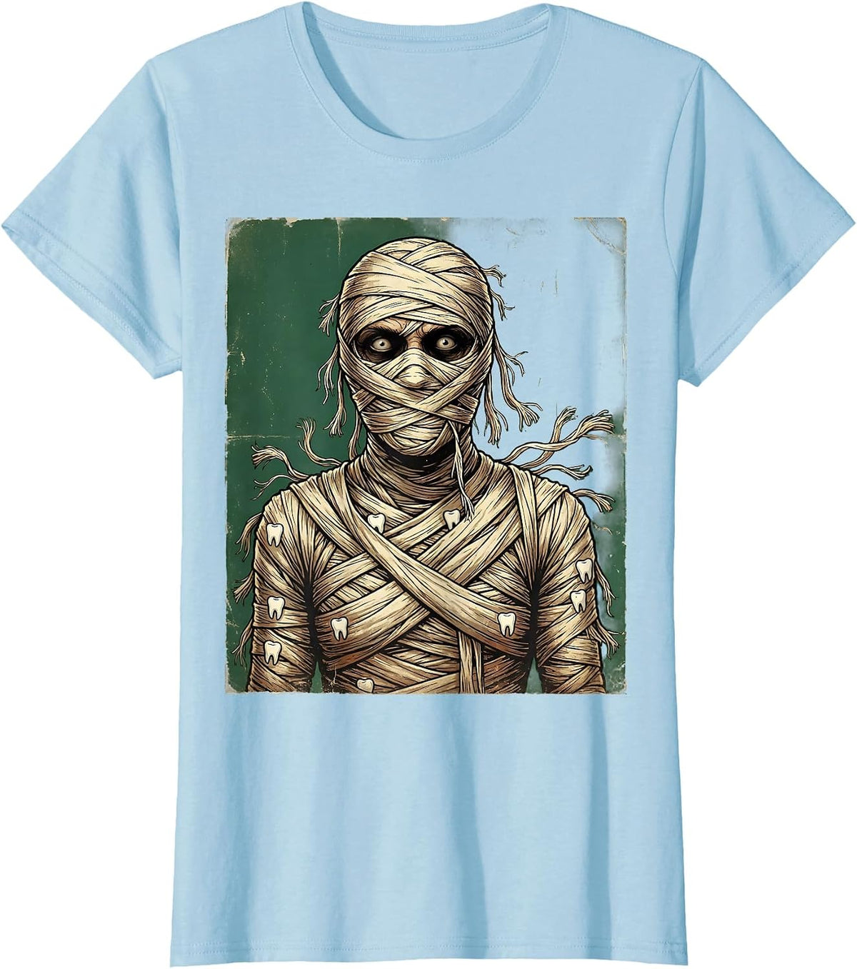 Dental Floss Mummy Funny Halloween Costume T-Shirt - Baby Blue