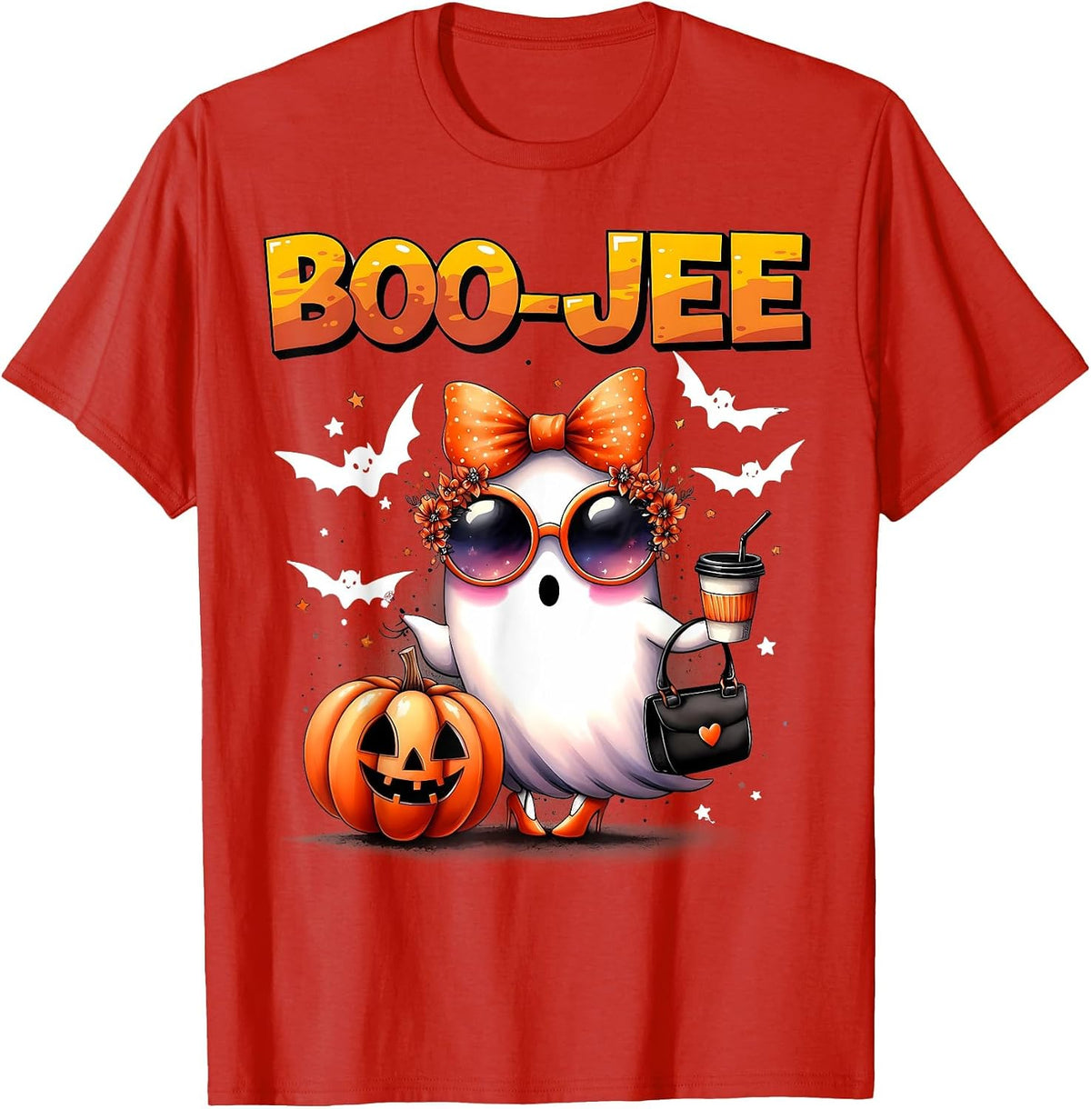 Funny Boo-JEE Ghost Halloween Boo JEE Ghost Spooky Season T-Shirt - Red