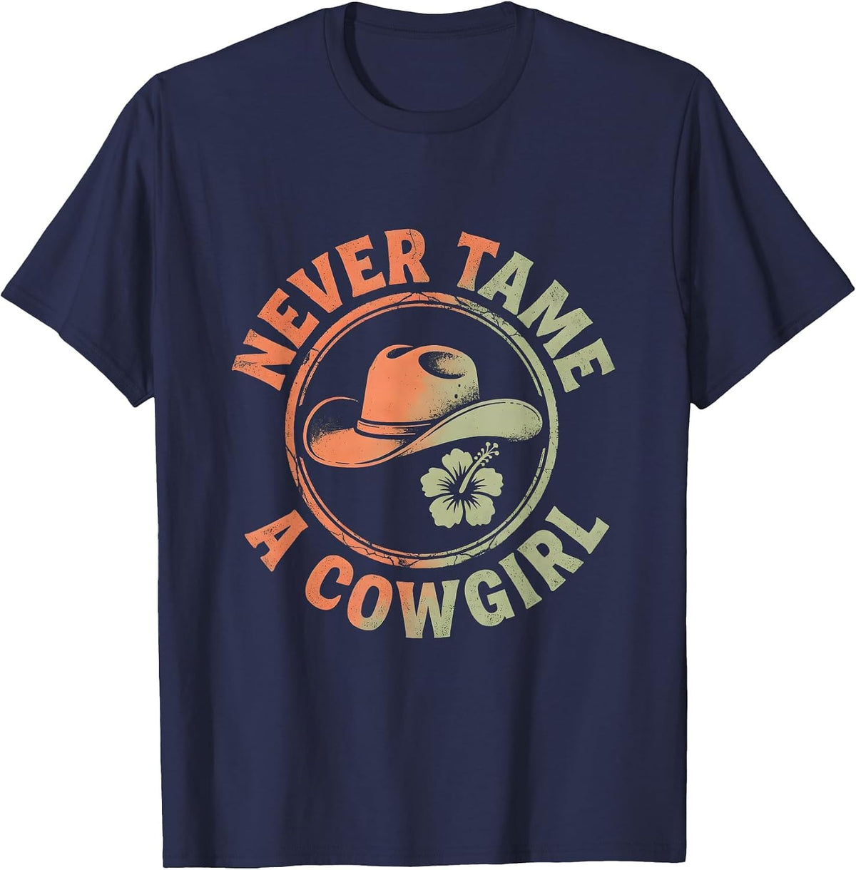 Men's Never Tame A Cowgirl Western Spirit Design T-Shirt - Navy Blue