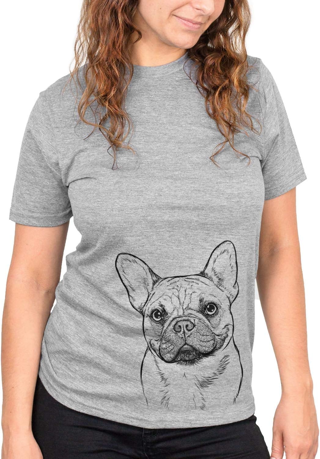 Bare Chew Chew the French Bulldog Dog Triblend T-Shirt - Unisex Grey Crew Neck
