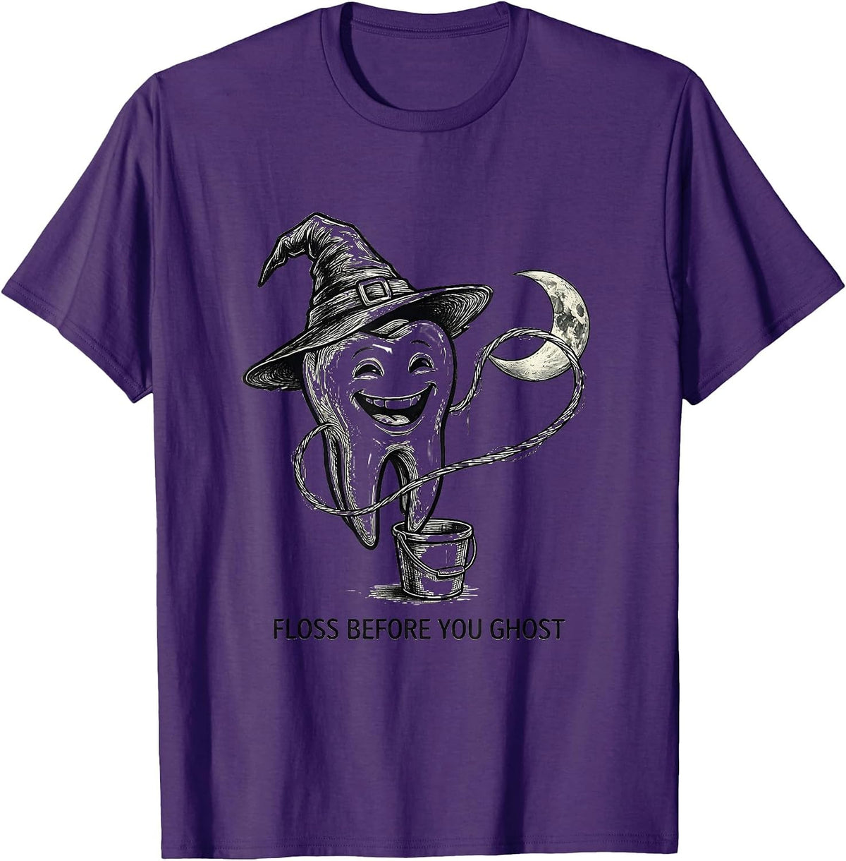 Men's Floss Before You Ghost Dental Humor Halloween Costume T-Shirt - Purple