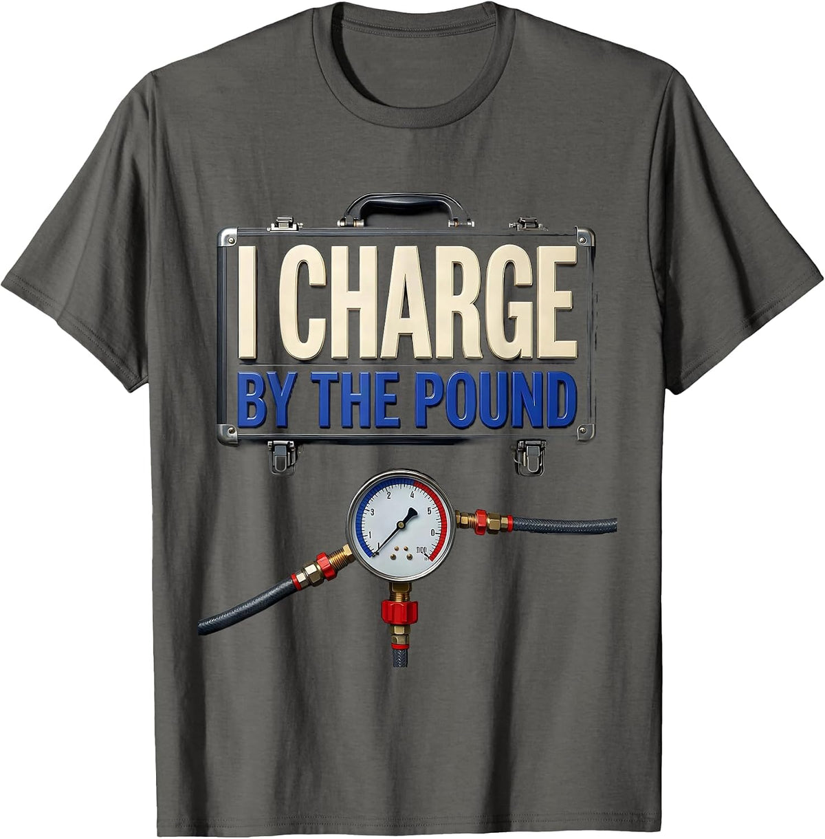 Men's I Charge By The Pound Funny HVAC Technician Charging Pride T-Shirt - Asphalt Grey