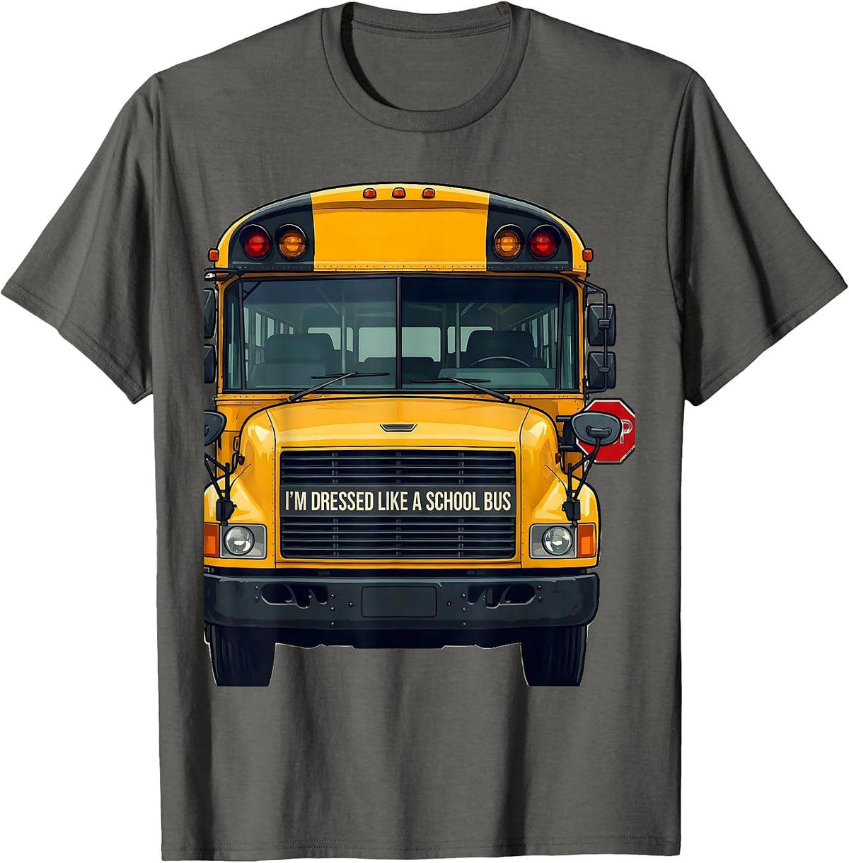 I'm Dressed Like A School Bus Funny Halloween Costume T-Shirt - Asphalt Grey