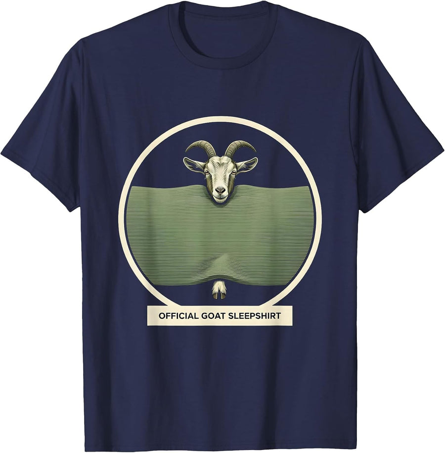 Official Goat Sleepshirt Cute Animal Lover Pajama Top T-Shirt - Navy Blue