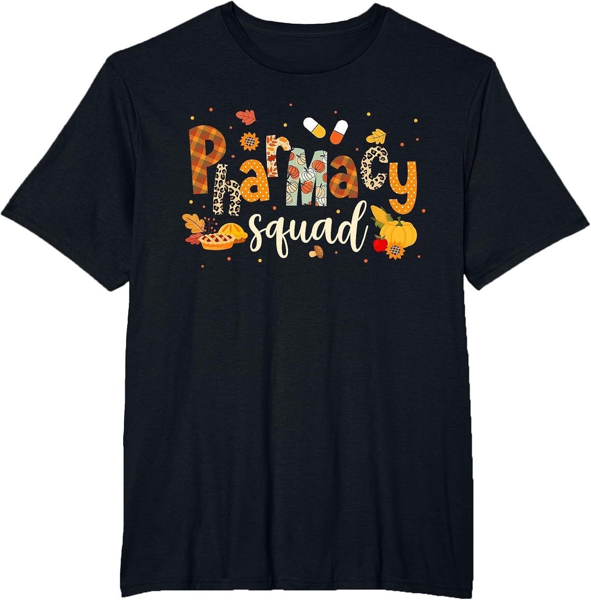 Funny Pharmacy Squad Pharmacist Thanksgiving Fall Pumpkin T-Shirt - Black