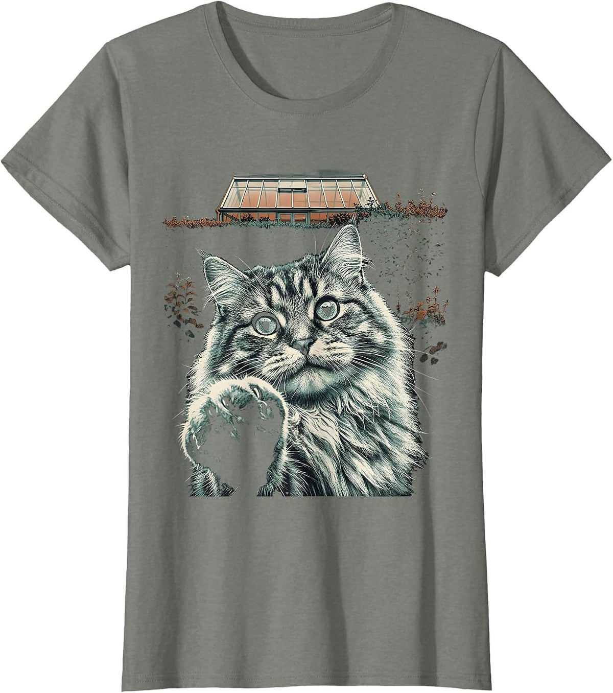Norwegian Forest Cat UFO Meme Funny Cat Owner Gift T-Shirt - Olive Heather