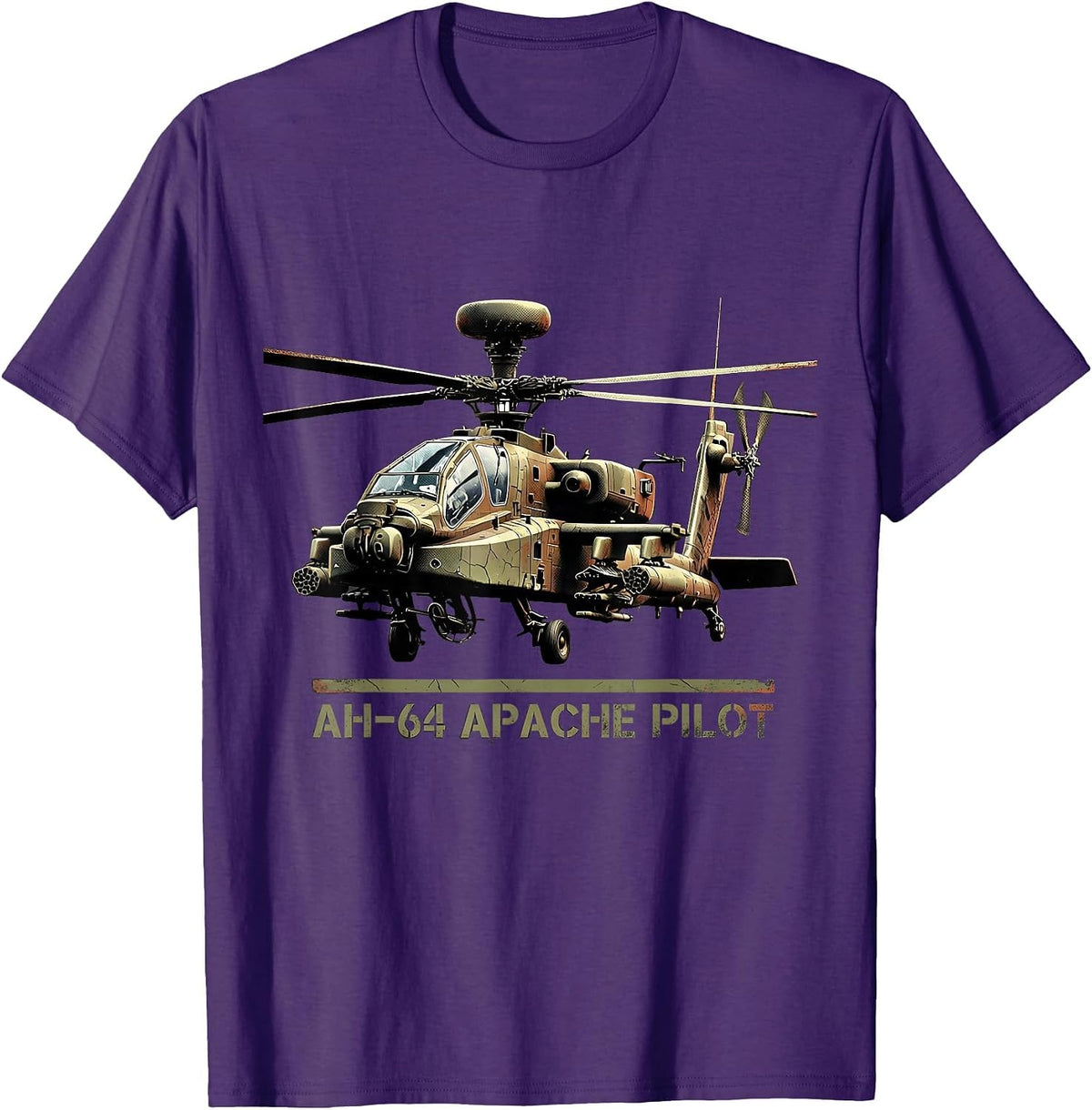 Men's AH-64 APACHE PILOT Distressed Military Helicopter Veteran T-Shirt - Purple