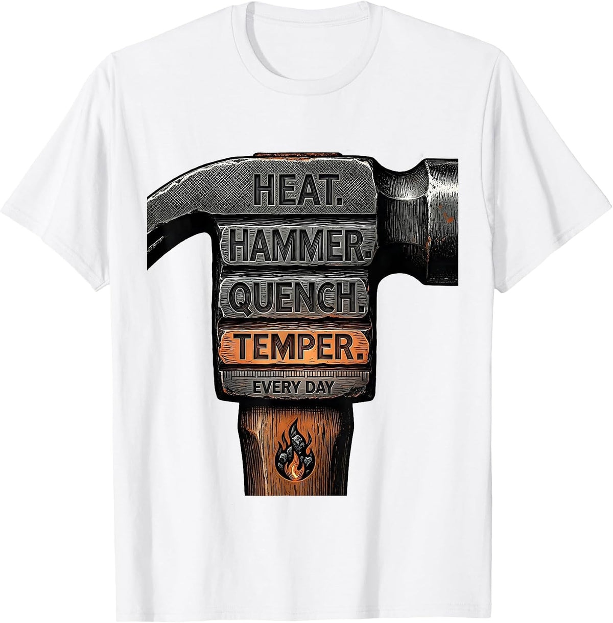 Men's Heat Hammer Quench Temper Every Day Blacksmith Forge T-Shirt - White