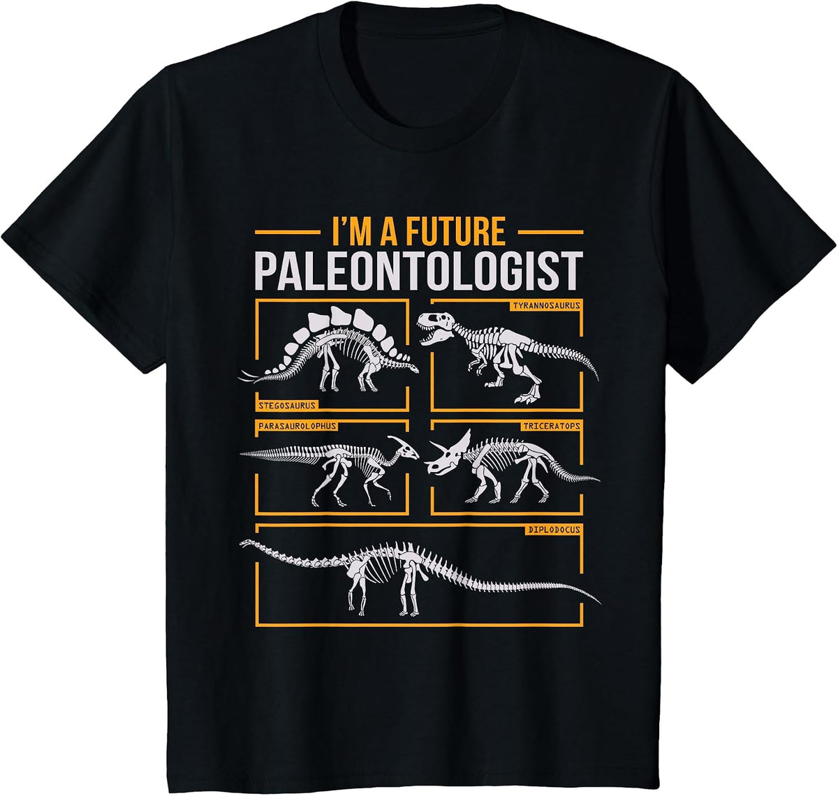 Future Paleontologist Dinosaur TRex Fossil Paleontology Boys T-Shirt - Black