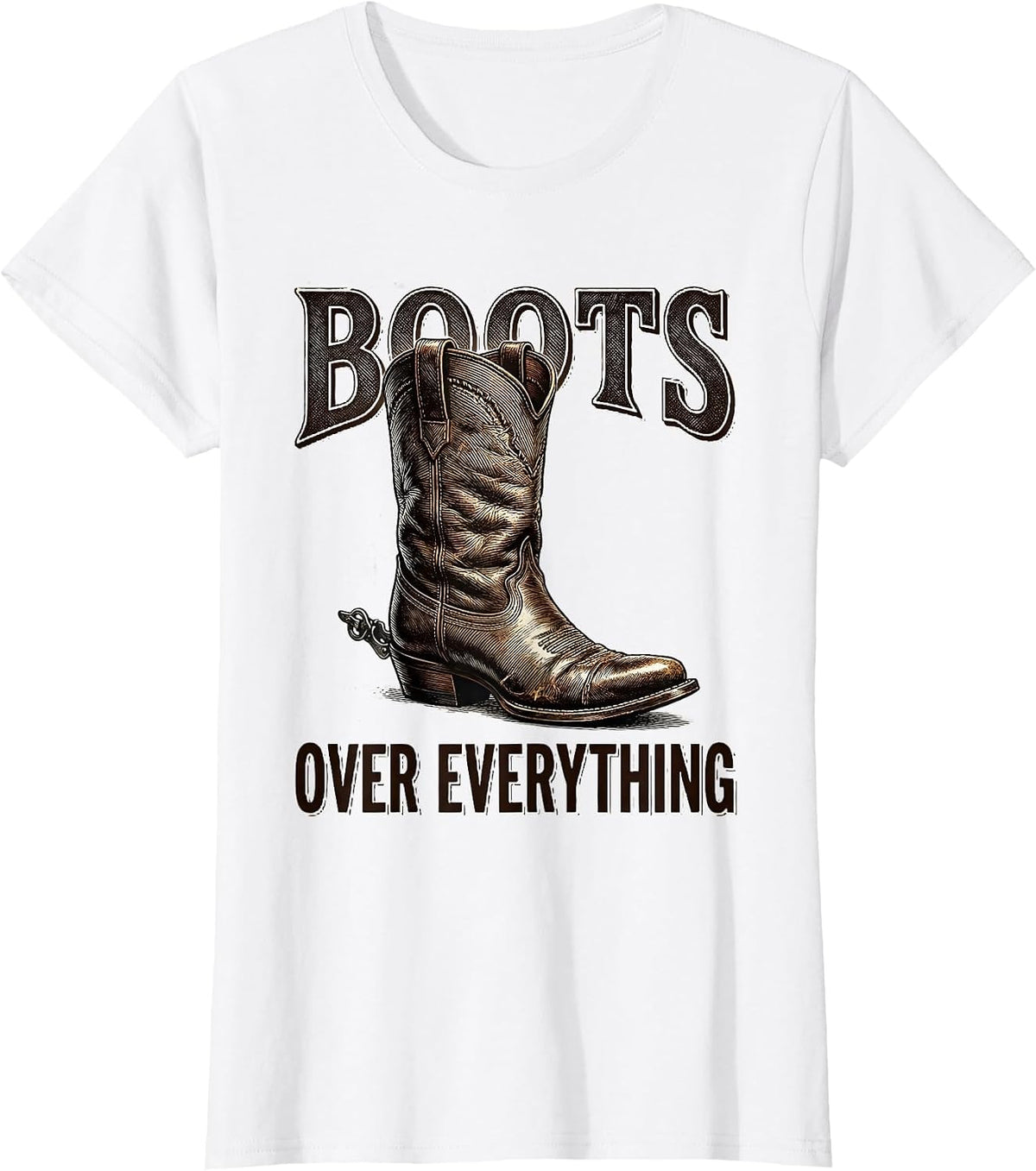 Boots Over Everything Bold Statement Design T-Shirt - White