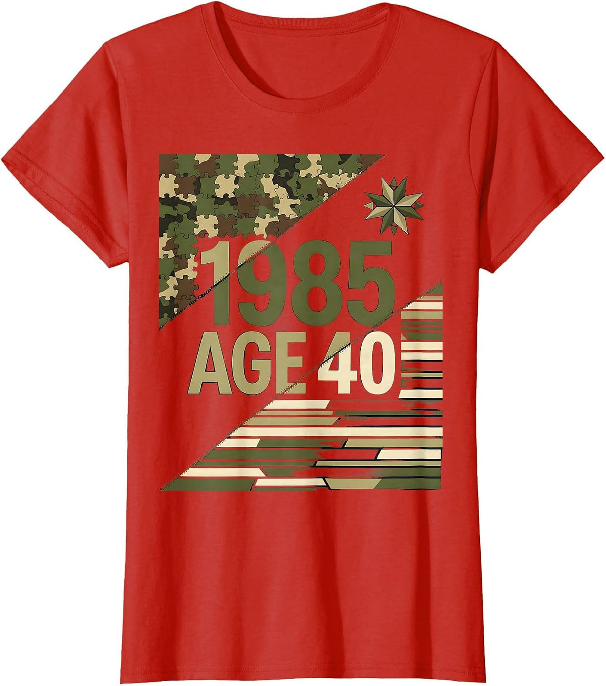 1985 AGE 40 Vintage Camo Flag 40th Birthday Milestone T-Shirt - Red