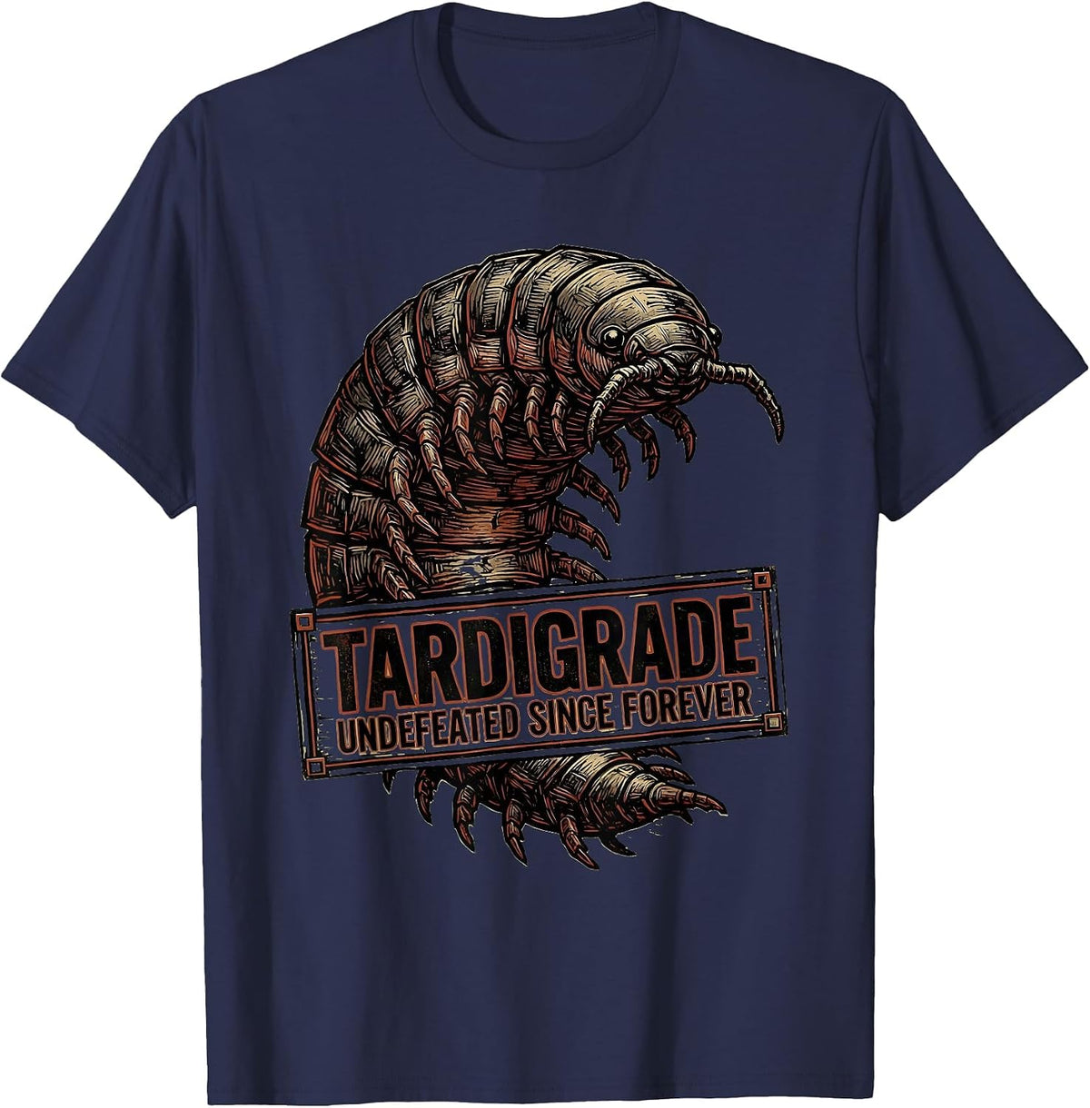 Men's Tardigrade Undefeated Since Forever Funny Science Biology T-Shirt - Navy Blue