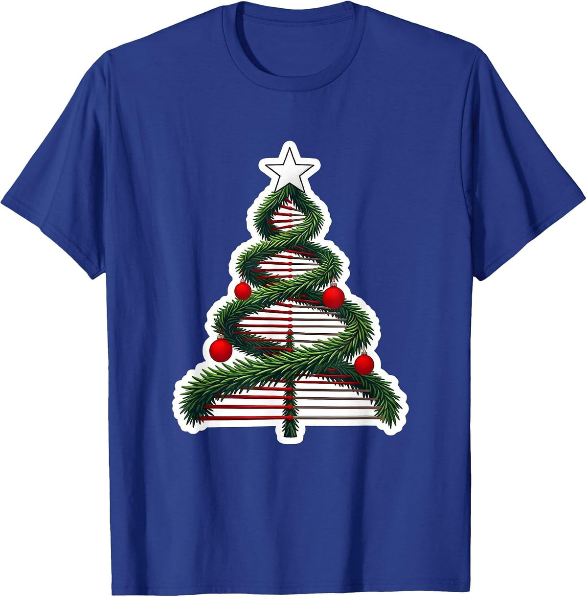 Men's DNA Helix Christmas Tree Science Teacher Humor T-Shirt - Royal Blue
