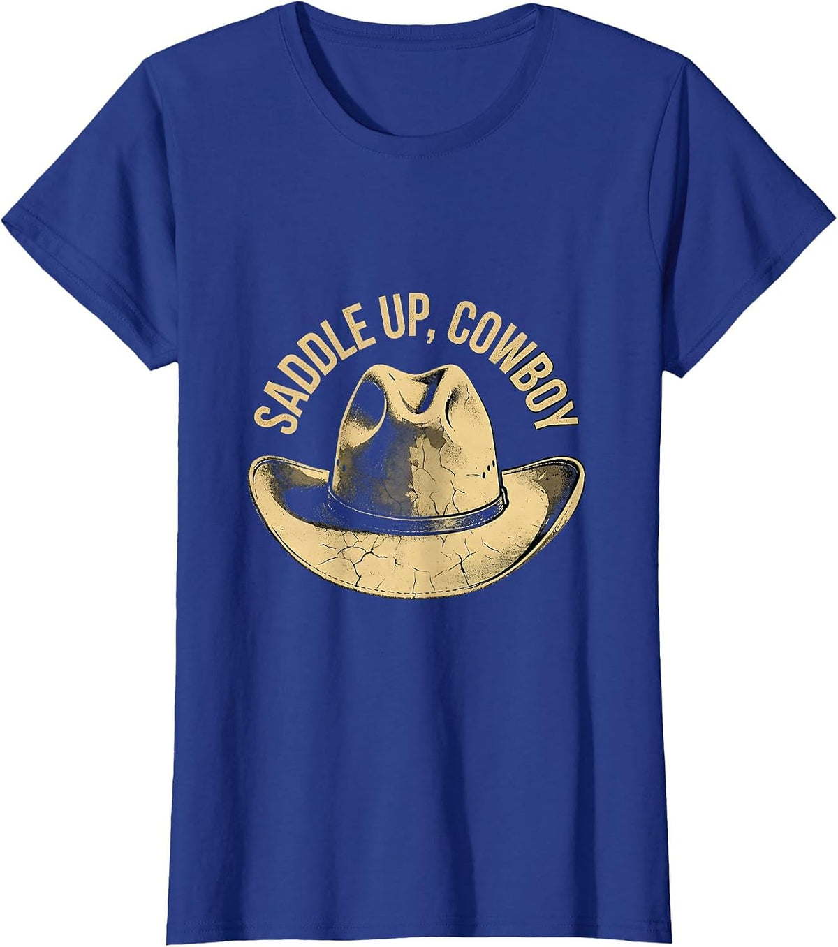 Women's Saddle Up Cowboy Western Graphic Design T-Shirt - Royal Blue