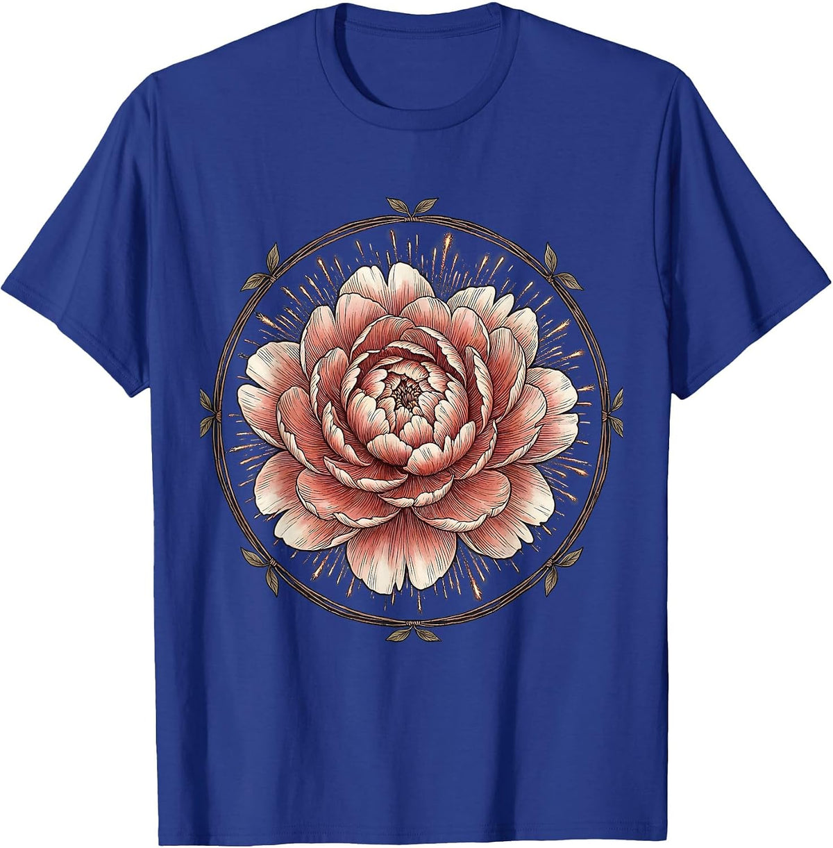 Red White Blue Firework Peony Burst Graphic T-Shirt - Royal Blue