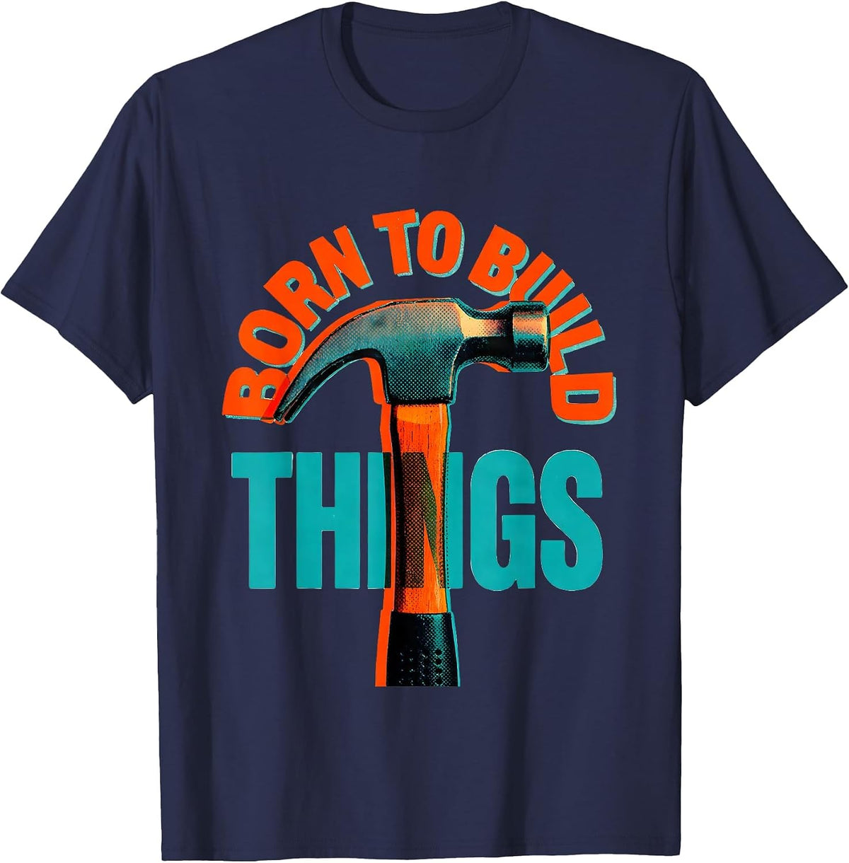 Men's Born to Build Things Blue Collar Worker Design T-Shirt - Navy Blue