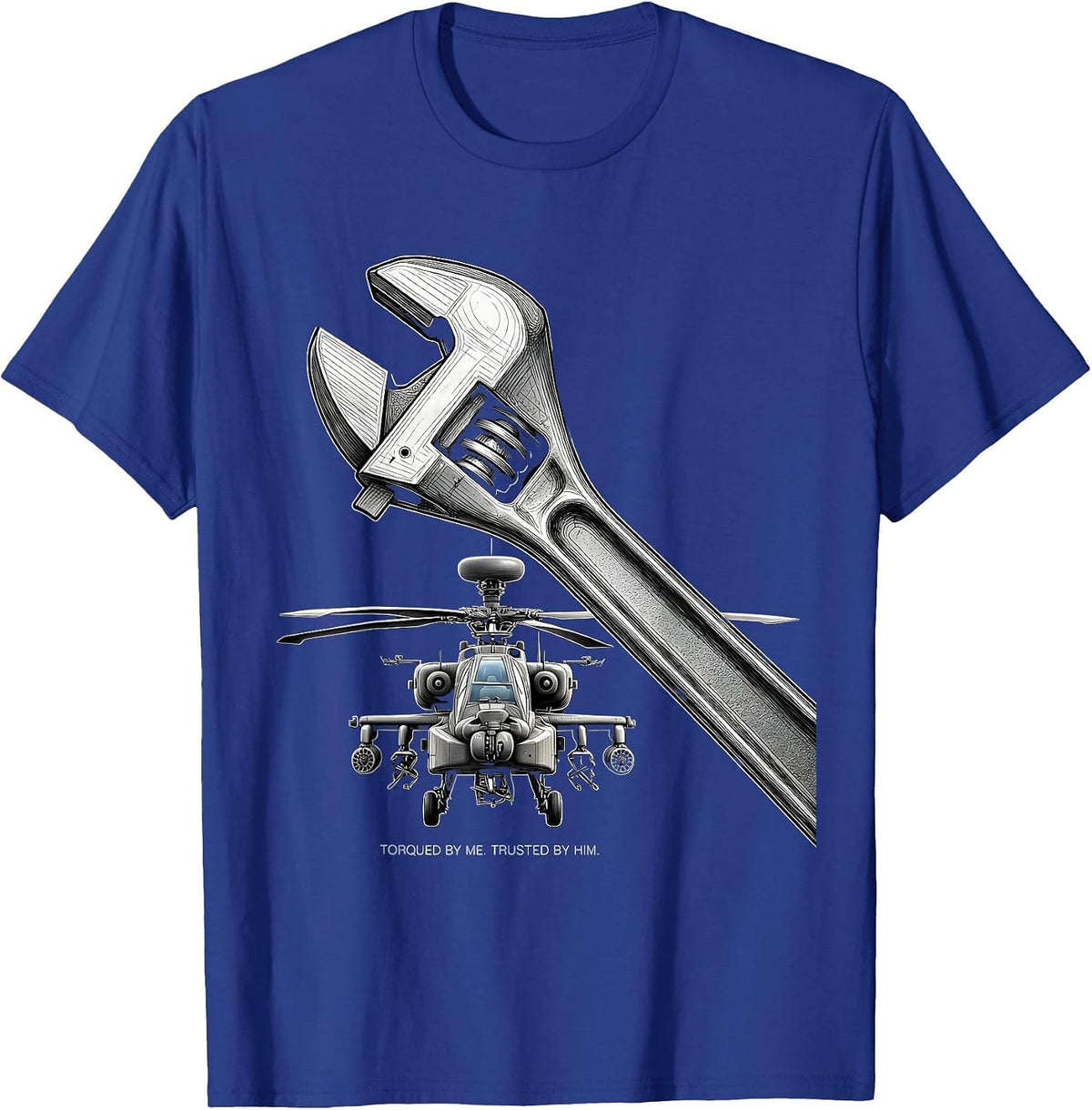 Men's Torqued By Me Trusted By Him Military Helicopter Veteran T-Shirt - Royal Blue