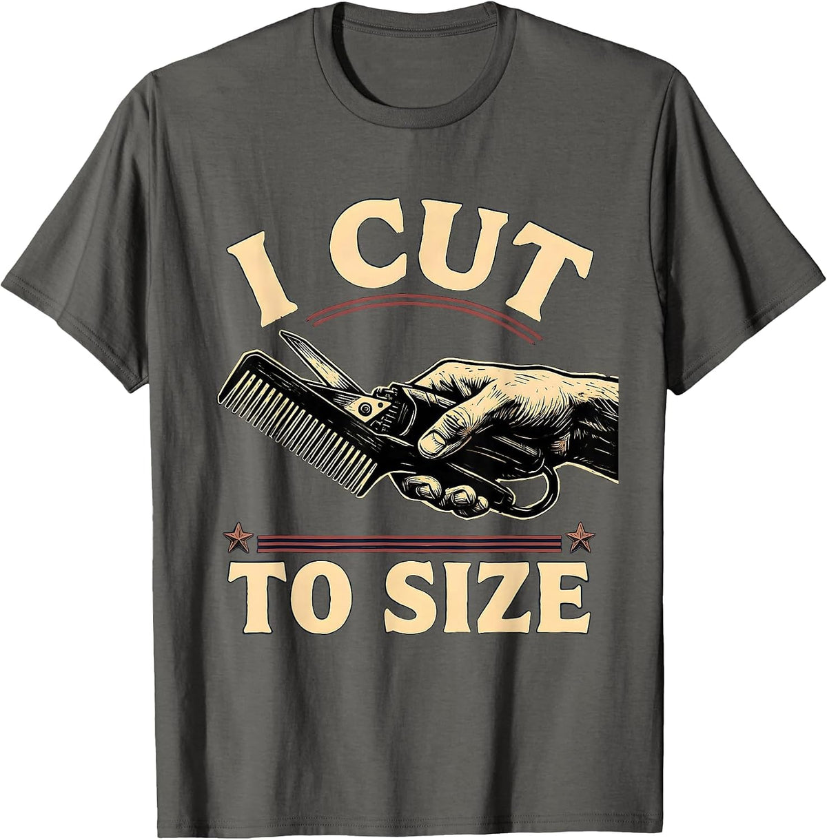 Men's I Cut To Size Linocut Hairdresser Barber Trade Pride Humor T-Shirt - Asphalt Grey