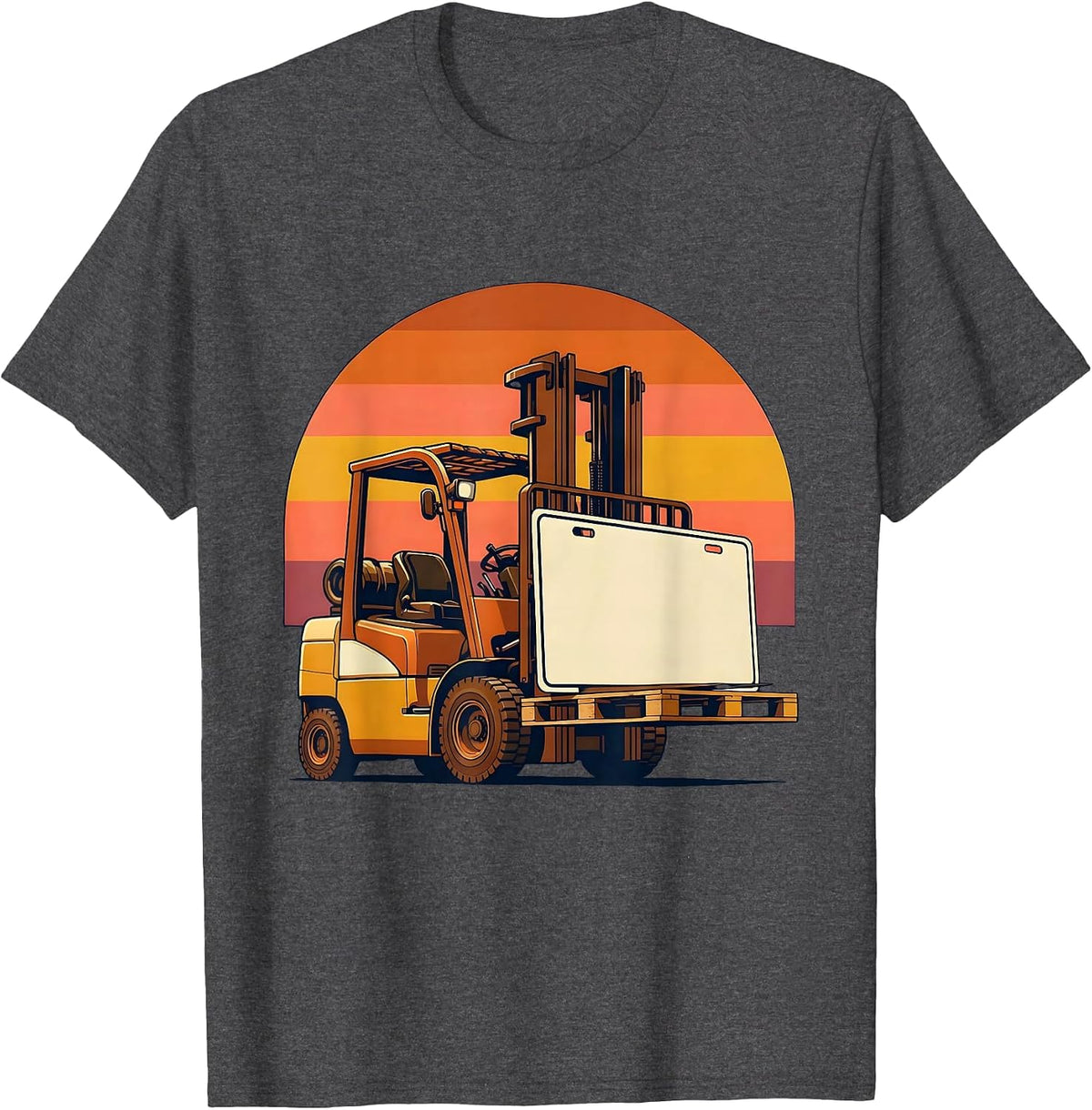 Men's Forklift Lifting License Retro 70s Warehouse Worker Humor T-Shirt - Dark Heather Grey