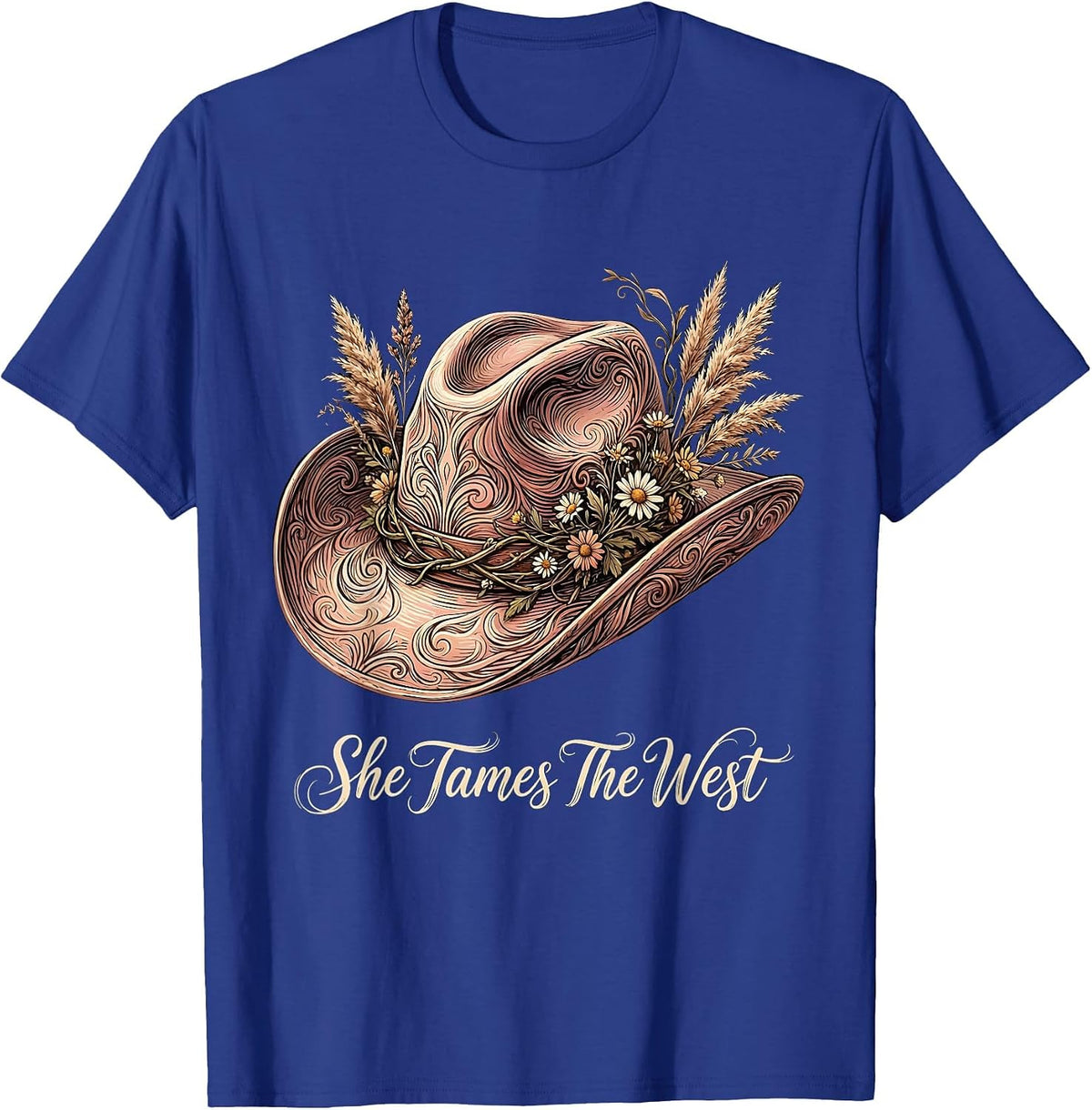 She Tames The West Western Women Design T-Shirt - Royal Blue
