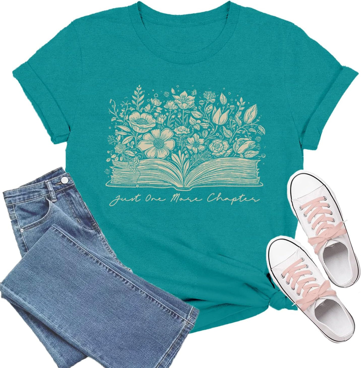 Book Shirts for Women Book Lover T-Shirt Reading Tee Teacher Tops - Cyan