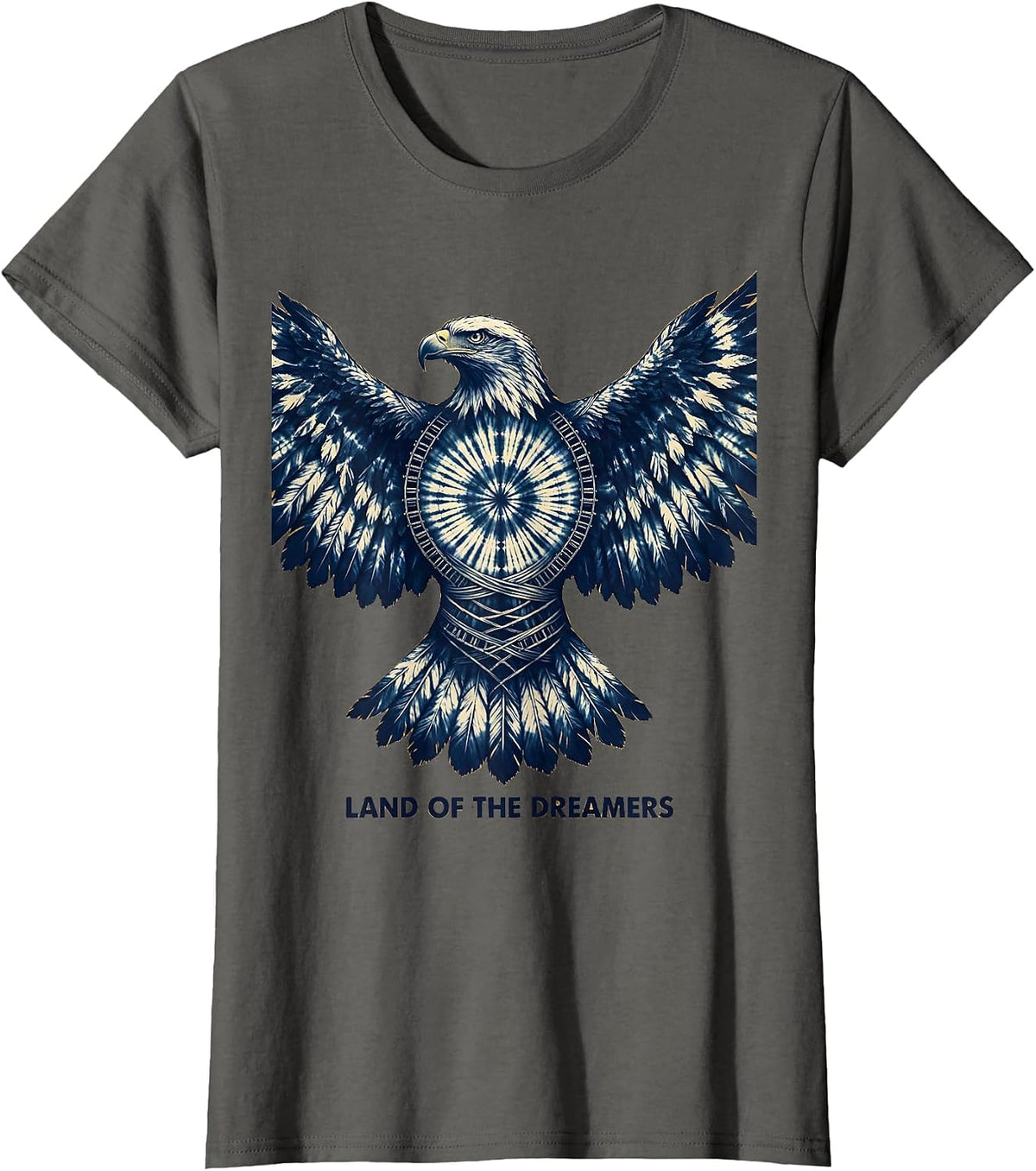 Women's Land of the Dreamers USA Patriotic Design T-Shirt - Asphalt Grey