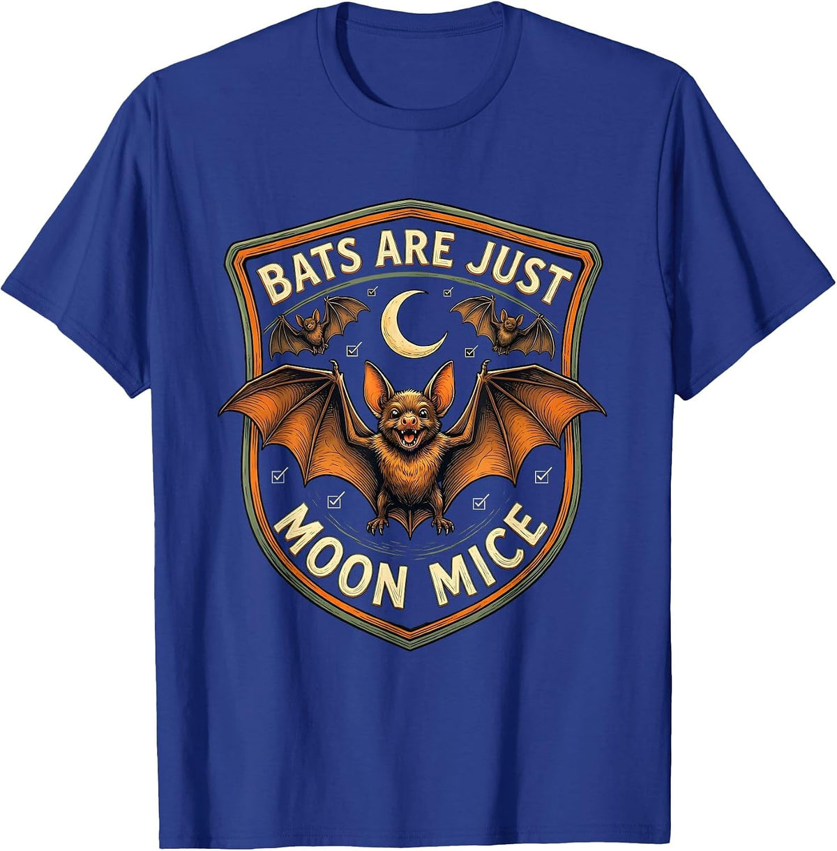 Men's Bats Are Just Moon Mice Funny Bat Lover Biology Science T-Shirt - Royal Blue