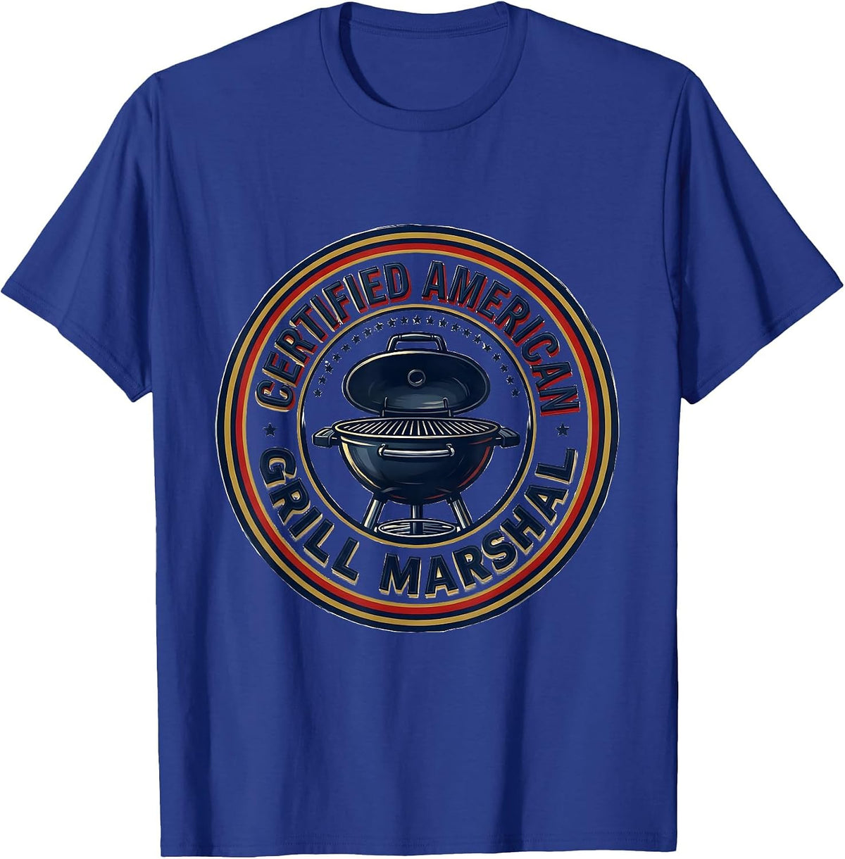 Certified American Grill Marshal Patriotic BBQ Role Pride T-Shirt - Royal Blue