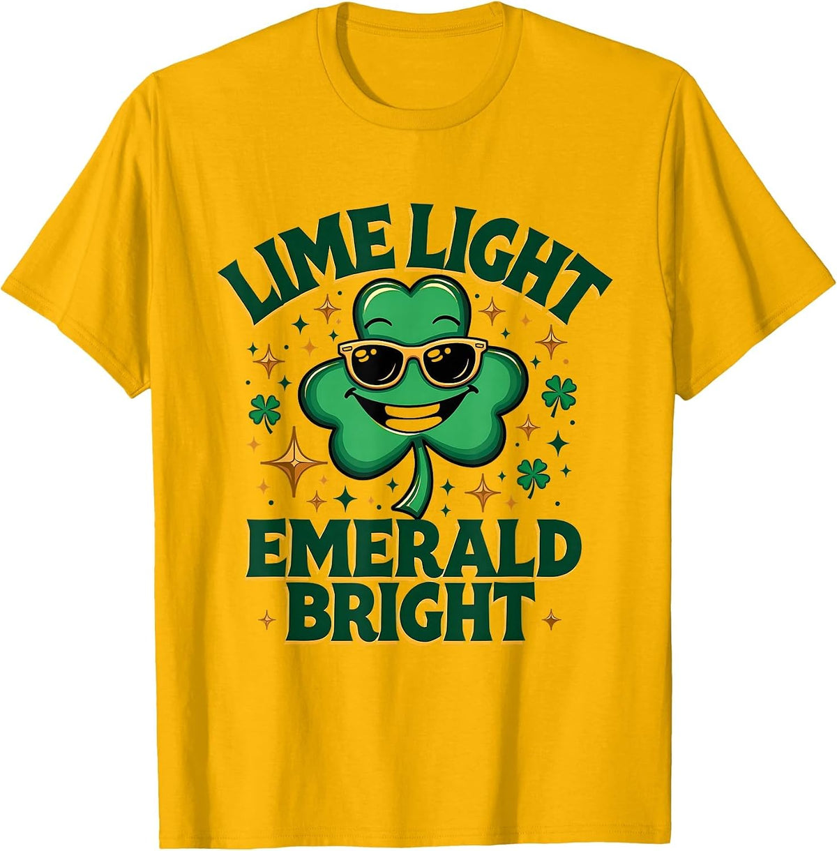 Lime Light Emerald Bright St Patricks Day Design T-Shirt - Golden Yellow