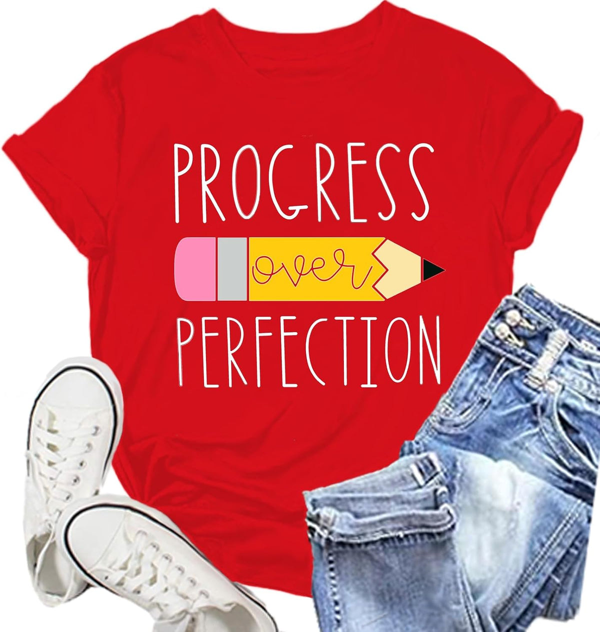 Teacher Shirts for Women Teaching Life T-Shirts - Red