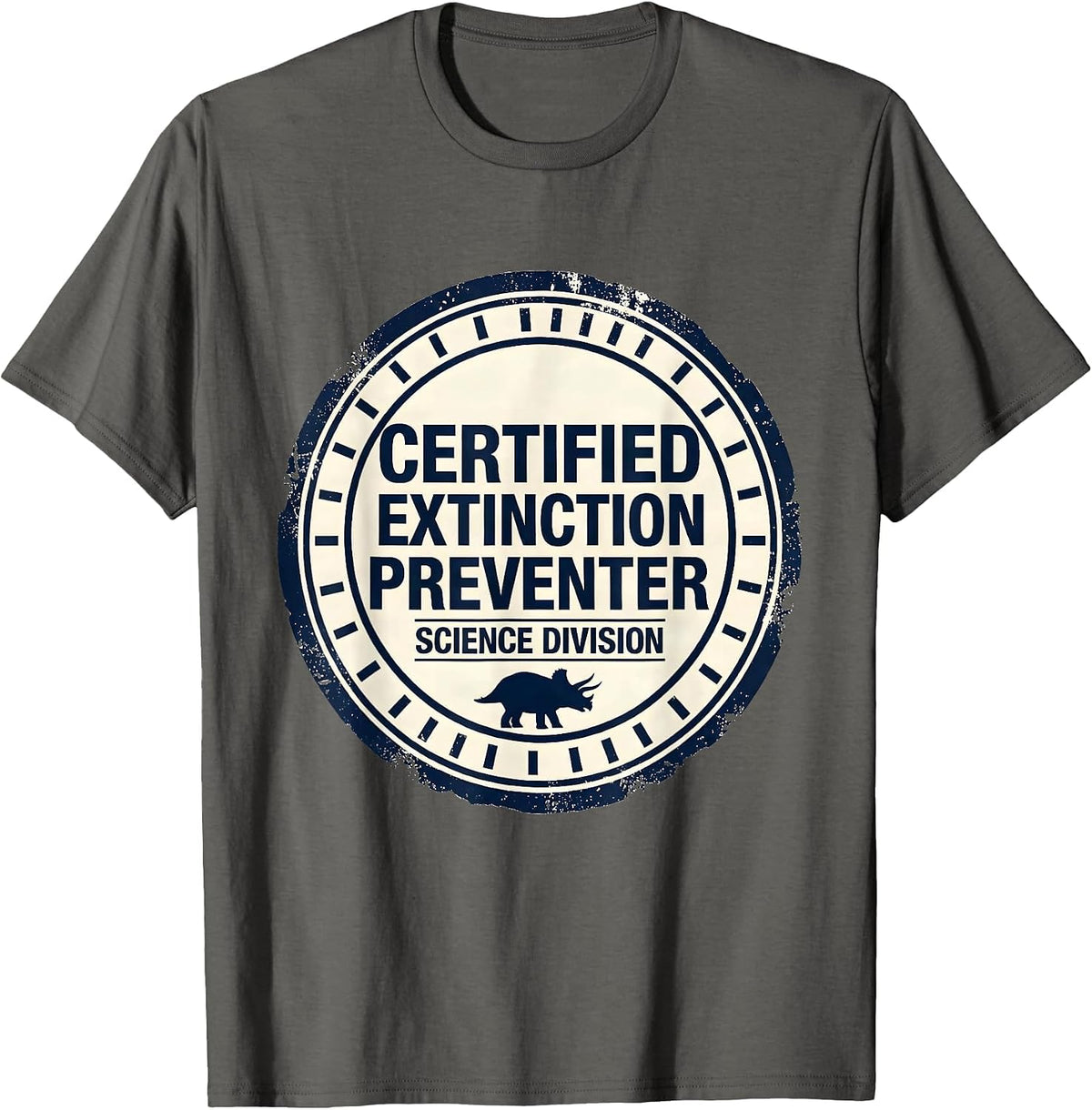 Certified Extinction Preventer, Science Division Teacher T-Shirt - Asphalt Grey