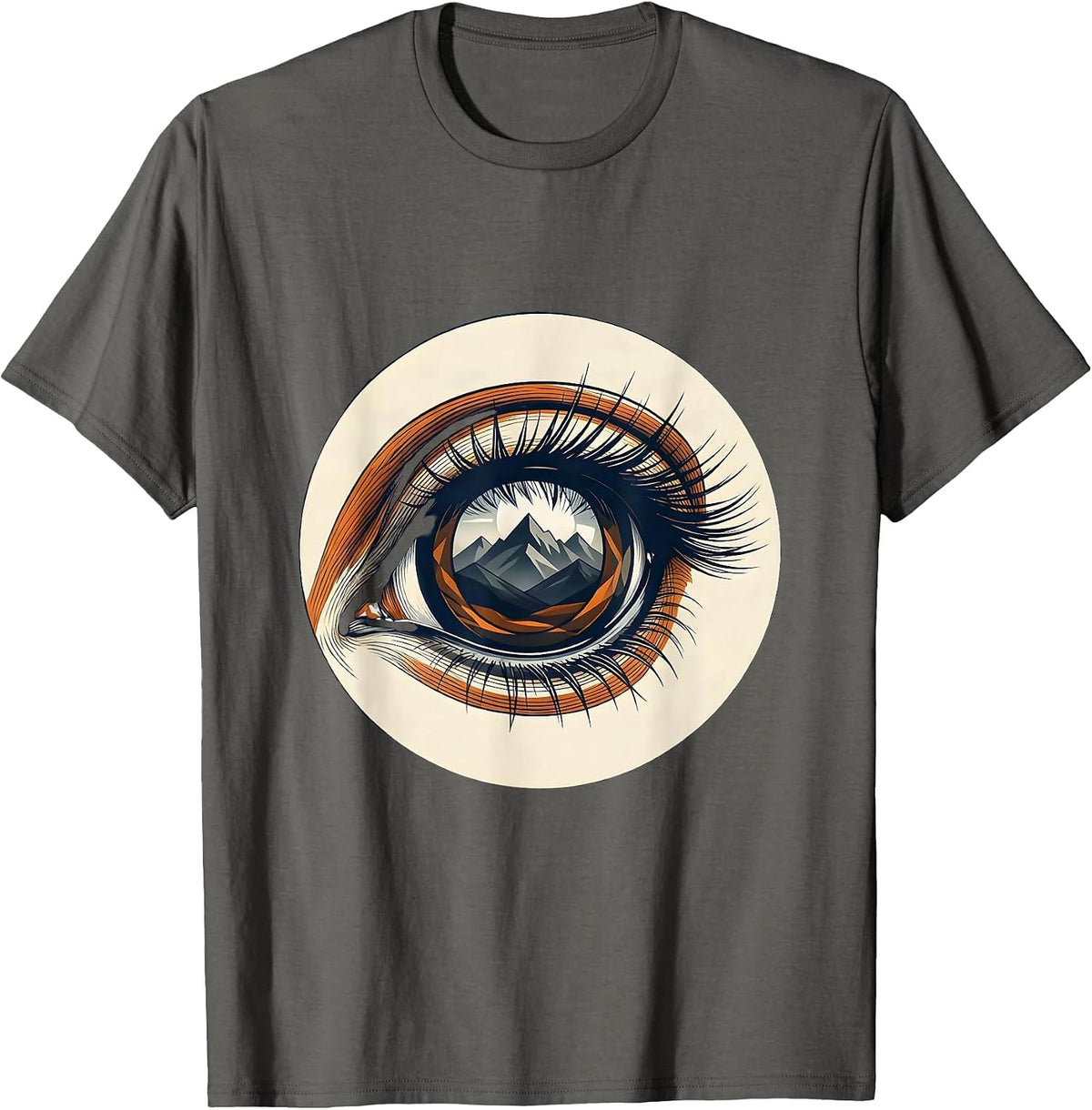 Horse Eye Reflecting Mountains Close-Up Art T-Shirt - Asphalt Grey