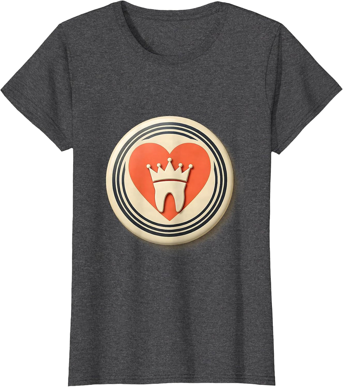 Women's Sealed Dental Tooth Badge Midcentury Modern Valentine T-Shirt - Dark Heather Grey