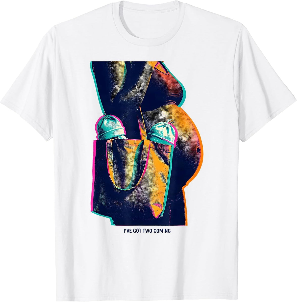 Men's I've Got Two Coming Funny Twin Mom Pregnancy Announcement T-Shirt - White