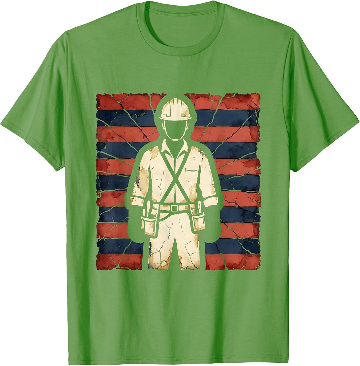 Men's Stars & Stripes Labor Day Construction Worker T-Shirt - Grass Green