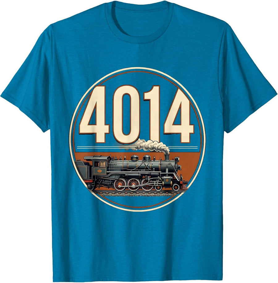 4014 Vintage Steam Locomotive Railroad Enthusiast Train T-Shirt - Sapphire Blue