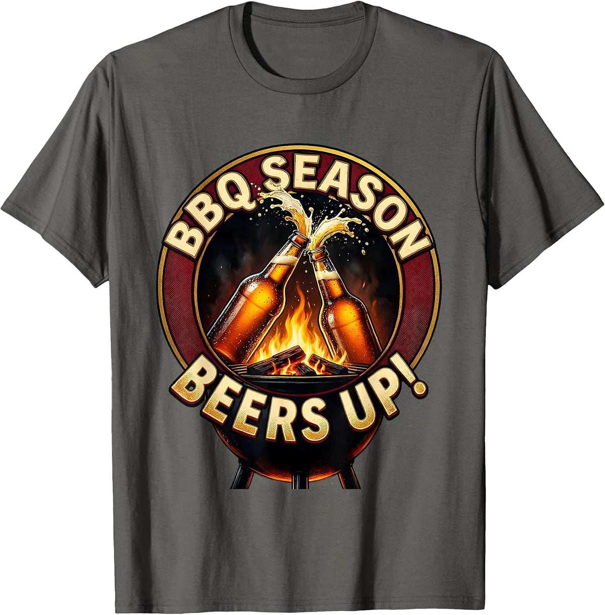 Men's BBQ Season Beers Up Labor Day Toast Design T-Shirt - Asphalt Grey
