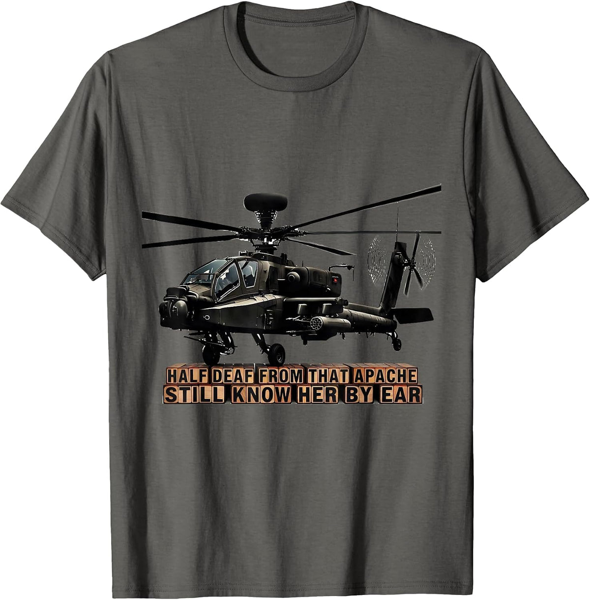 Men's Half Deaf From That Apache, Still Know Her By Ear Veteran T-Shirt - Asphalt Grey