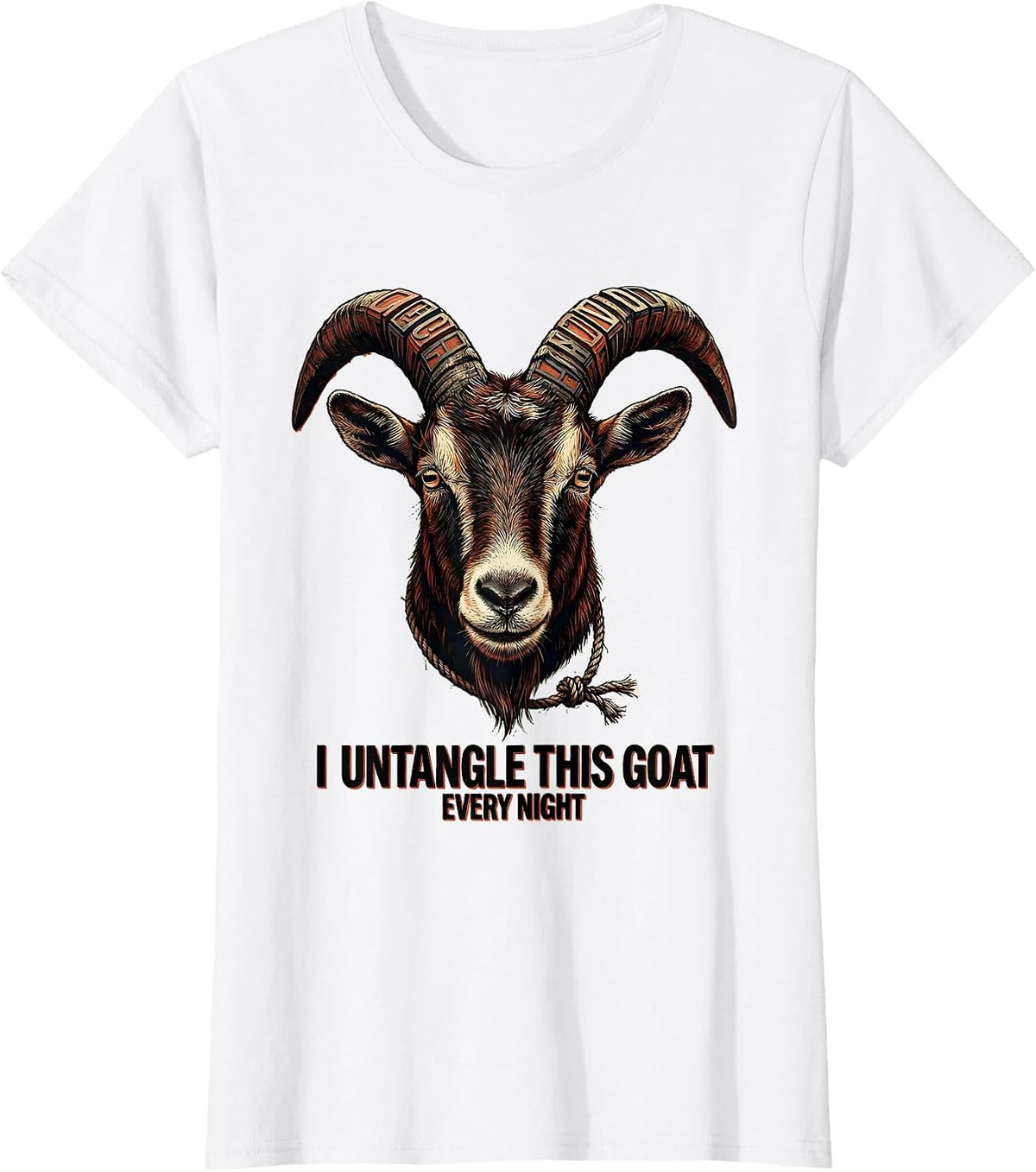 I Untangle This Goat Every Night Funny Goat Lover Farmer T-Shirt - White
