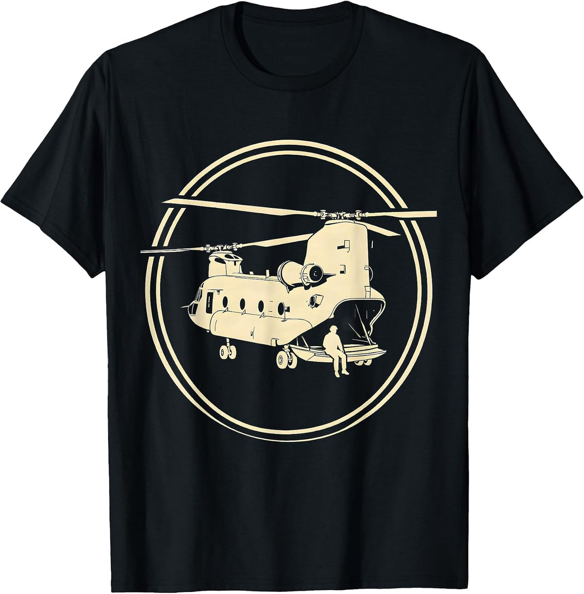Men's CH-47 Chinook Helicopter Pilot Aviation Veteran Pride T-Shirt - Black